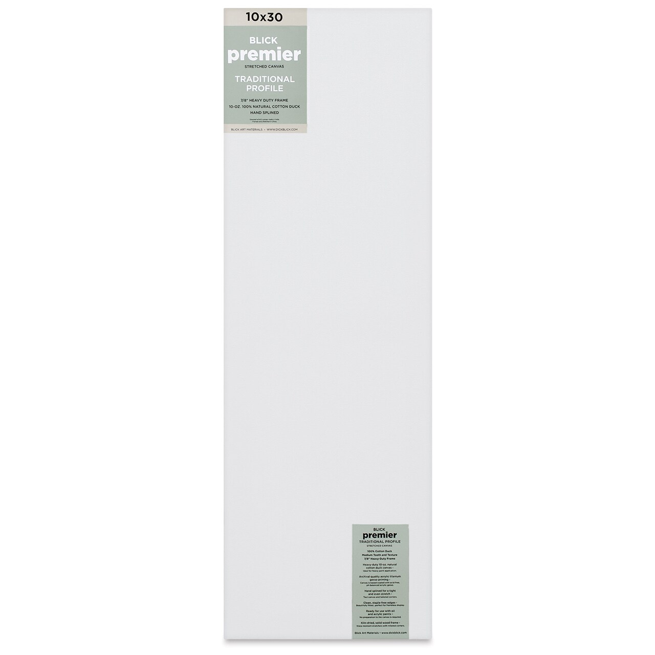 Blick Premier Stretched Cotton Canvas - Traditional Profile, Splined, 10" x 30"